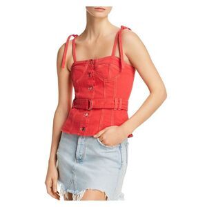 SJYP Womens Spaghetti Strap Square Neck Top